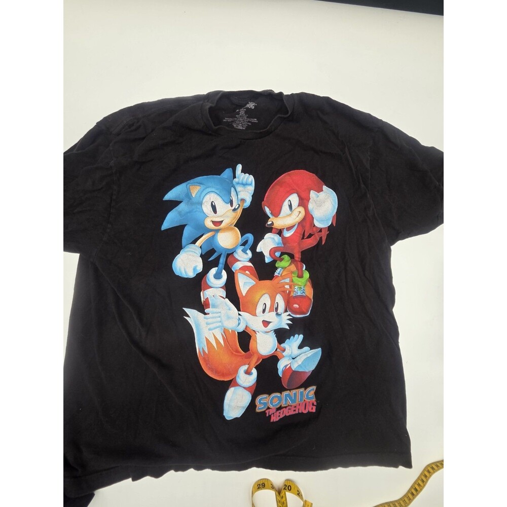Sonic The Hedgehog Shirt Black Size 2XL Sega Large Graphic